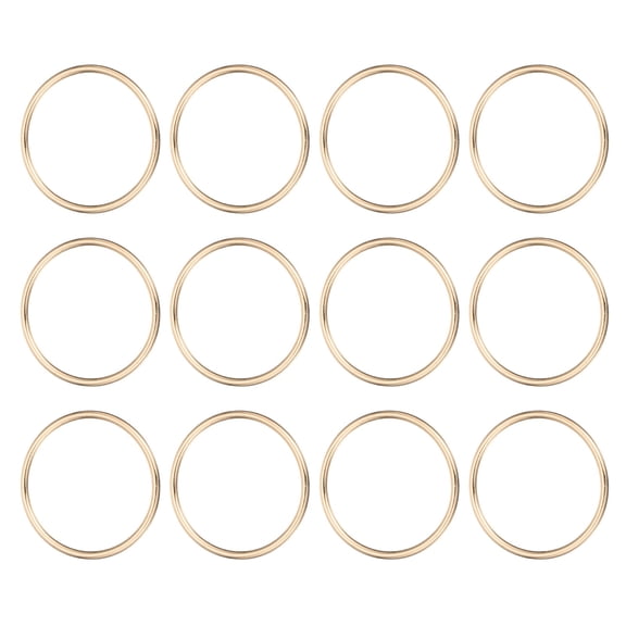Uxcell Metal O Rings, (2" ID 0.12" Thick, Gold) (12 Pcs), Seamless Welded Multi-Purpose Round Ring Hardware, Suit for - Belts/Bags/Dog Collar/Macrame/Hanging