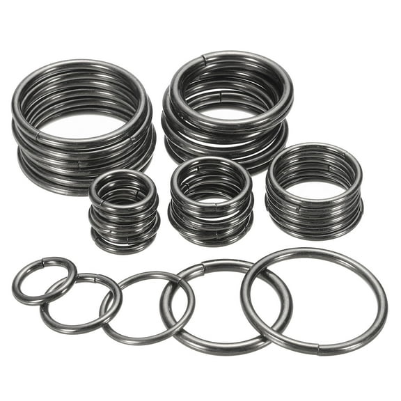 Uxcell Metal O Rings Metal Rings for Crafts Seamless Welded Round Rings for Bags Belts DIY Craft Leashes, Silver 35 Pcs
