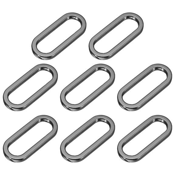 Uxcell Metal Oval Ring, Metal Buckles for Straps Flat Ring 1.2 Inch & 8 Pack & Gunmetal Black-Fitting for (DIY Purse Making/Bag Belt/Leathercraft/Handbag Straps)