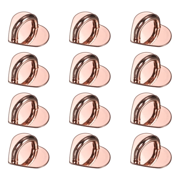 Uxcell Metal Phone Charm Hook 0.8", 12Pcs Adhesive Heart Shaped Phone Finger Grip Hook Smartphones Keychain Ring Charm Loop for DIY Tablet Case Accessories, Rose Gold
