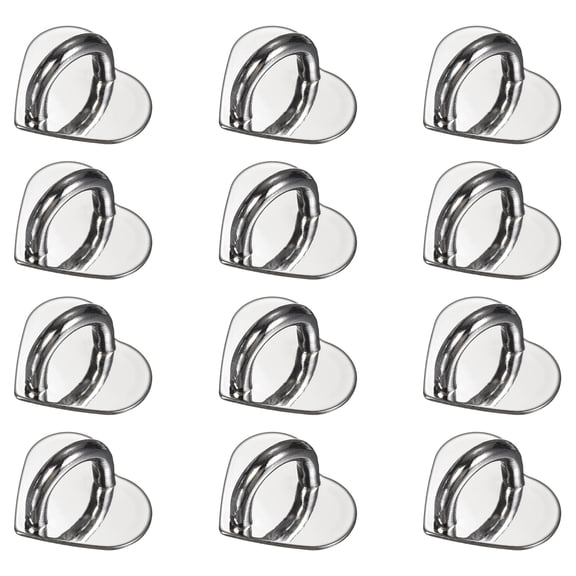 Uxcell Metal Phone Charm Hook 0.8", 12Pcs Adhesive Heart Shaped Phone Finger Grip Hook Smartphones Keychain Ring Charm Loop for DIY Tablet Case Accessories, Silver