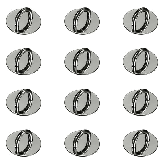 Uxcell Metal Phone Charm Hook 0.9", 12Pcs Adhesive Circle Shaped Phone Finger Grip Hook Smartphones Keychain Ring Charm Loop for DIY Tablet Case Accessories, Black