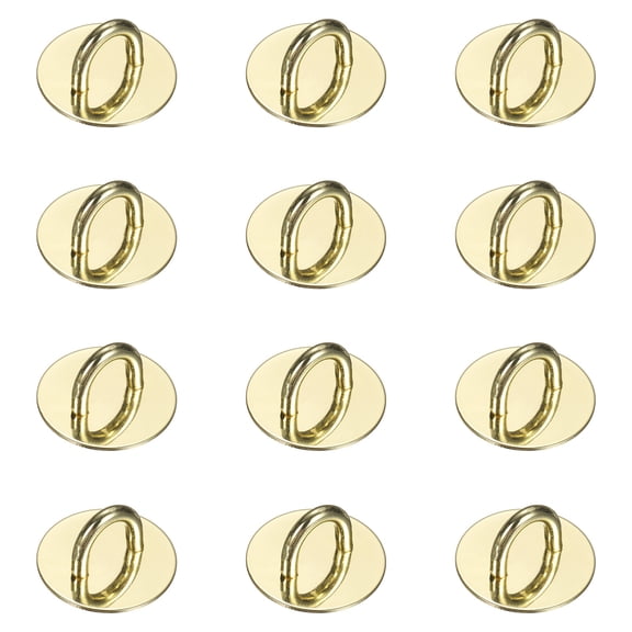 Uxcell Metal Phone Charm Hook 0.9", 12Pcs Adhesive Circle Shaped Phone Finger Grip Hook Smartphones Keychain Ring Charm Loop for DIY Tablet Case Accessories, Gold