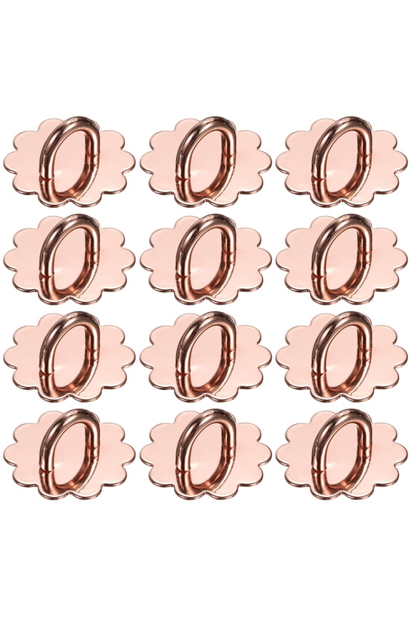 Metal Phone Charm Hook 0.9", 12Pcs Adhesive Sun Shaped Phone Finger Grip Hook Smartphones Keychain Ring Charm Loop for DIY Tablet Case Accessories, Rose Gold