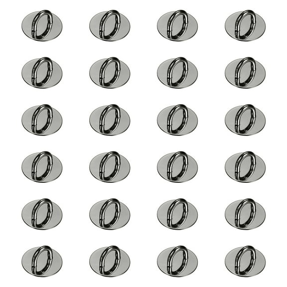 Uxcell Metal Phone Charm Hook 0.9", 24Pcs Adhesive Circle Shaped Phone Finger Grip Hook Smartphones Keychain Ring Charm Loop for DIY Tablet Case Accessories, Black