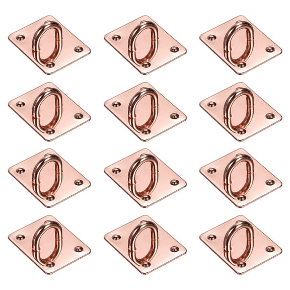Uxcell Metal Phone Charm Hook 1.1", 12Pcs Adhesive Square Shaped Phone Finger Grip Hook Smartphones Keychain Ring Charm Loop for DIY Tablet Case Accessories, Rose Gold