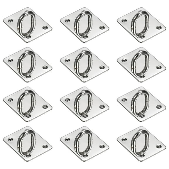 Uxcell Metal Phone Charm Hook 1.1", 12Pcs Adhesive Square Shaped Phone Finger Grip Hook Smartphones Keychain Ring Charm Loop for DIY Tablet Case Accessories, Silver