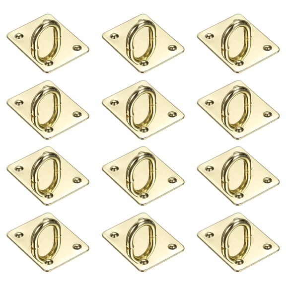 Uxcell Metal Phone Charm Hook 1.1", 12Pcs Adhesive Square Shaped Phone Finger Grip Hook Smartphones Keychain Ring Charm Loop for DIY Tablet Case Accessories, Gold