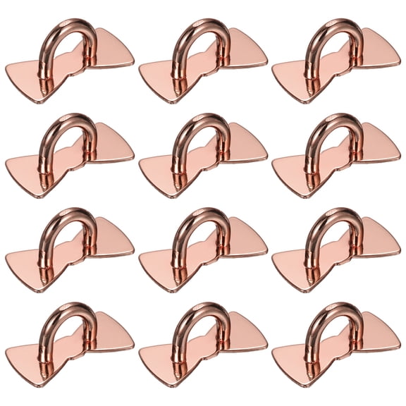 Uxcell Metal Phone Charm Hook 1", 12Pcs Adhesive Bow Shaped Phone Finger Grip Hook Smartphones Keychain Ring Charm Loop for DIY Tablet Case Accessories, Rose Gold