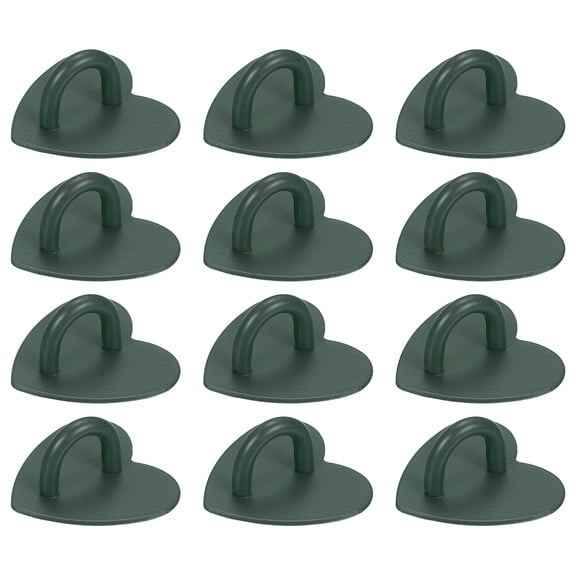 Uxcell Metal Phone Charm Hook 1", 12Pcs Adhesive Heart Shaped Phone Finger Grip Hook Smartphones Keychain Ring Charm Loop for DIY Tablet Case Accessories, Dark Green