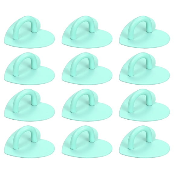 Uxcell Metal Phone Charm Hook 1", 12Pcs Adhesive Heart Shaped Phone Finger Grip Hook Smartphones Keychain Ring Charm Loop for DIY Tablet Case Accessories, Light Green