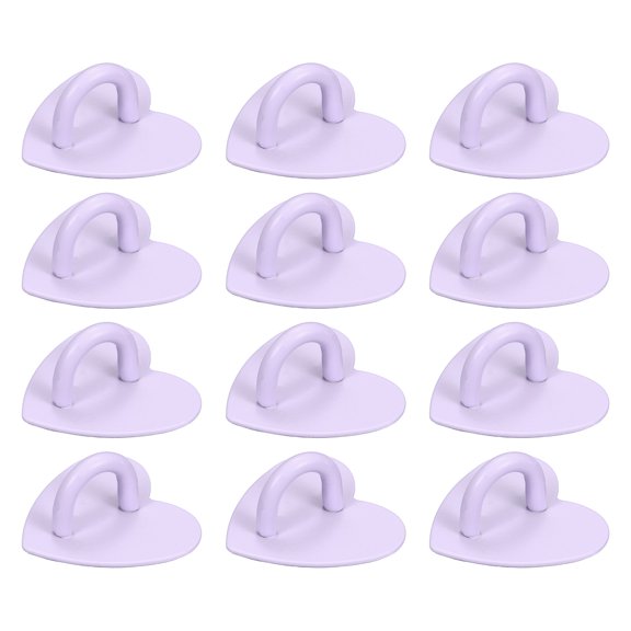 Uxcell Metal Phone Charm Hook 1", 12Pcs Adhesive Heart Shaped Phone Finger Grip Hook Smartphones Keychain Ring Charm Loop for DIY Tablet Case Accessories, Purple