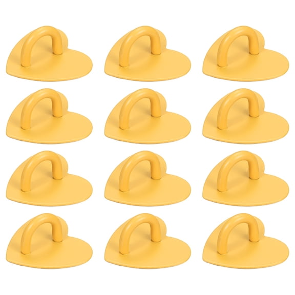 Uxcell Metal Phone Charm Hook 1", 12Pcs Adhesive Heart Shaped Phone Finger Grip Hook Smartphones Keychain Ring Charm Loop for DIY Tablet Case Accessories, Yellow