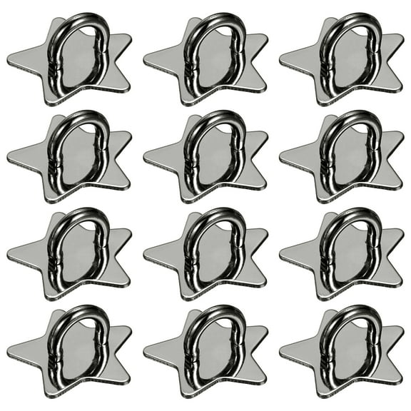 Uxcell Metal Phone Charm Hook 1", 12Pcs Adhesive Star Shaped Phone Finger Grip Hook Smartphones Keychain Ring Charm Loop for DIY Tablet Case Accessories, Black