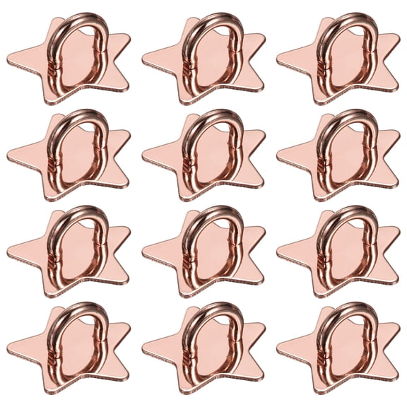 Uxcell Metal Phone Charm Hook 1", 12Pcs Adhesive Star Shaped Phone Finger Grip Hook Smartphones Keychain Ring Charm Loop for DIY Tablet Case Accessories, Rose Gold