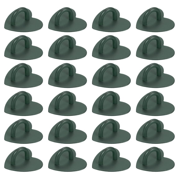 Uxcell Metal Phone Charm Hook 1", 24Pcs Adhesive Heart Shaped Phone Finger Grip Hook Smartphones Keychain Ring Charm Loop for DIY Tablet Case Accessories, Dark Green