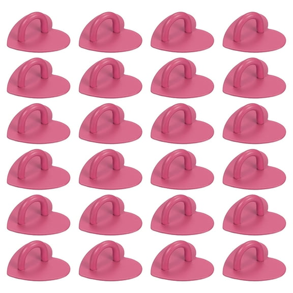 Uxcell Metal Phone Charm Hook 1", 24Pcs Adhesive Heart Shaped Phone Finger Grip Hook Smartphones Keychain Ring Charm Loop for DIY Tablet Case Accessories, Rose Red