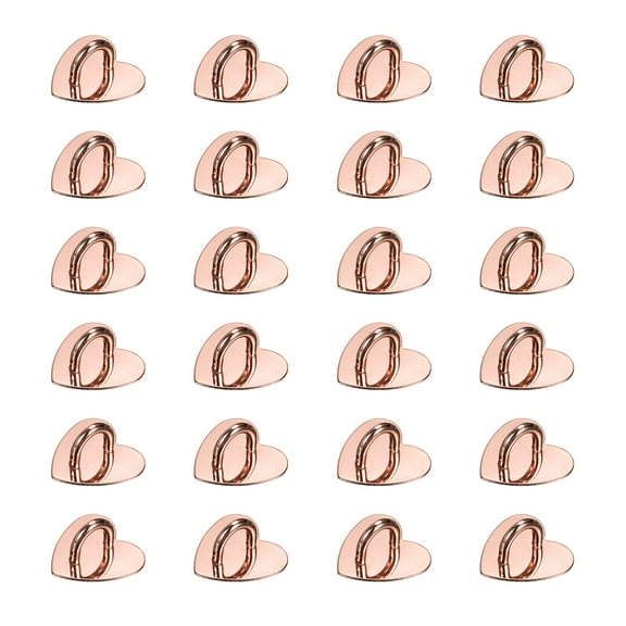 Uxcell Metal Phone Charm Hook 1", 24Pcs Adhesive Heart Shaped Phone Finger Grip Hook Smartphones Keychain Ring Charm Loop for DIY Tablet Case Accessories, Rose Gold