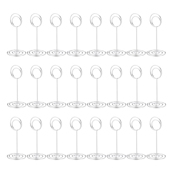 Uxcell Metal Place Card Holder Memo Clip Holder with Round Clasp 24 Pcs Silver Tone 3.3 Inch