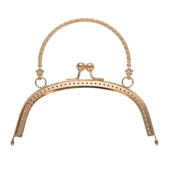 Uxcell Metal Purse Frame, 16.5cm/6.5" Retro Arch Kiss Lock Clasp Frame Embossed for Purse Making(Light Gold)