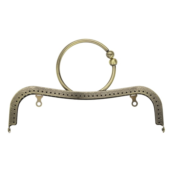 Uxcell Metal Purse Frame, 22cm/8.7" Retro Arch Kiss Lock Clasp Frame Embossed for Purse Making(Bronze)