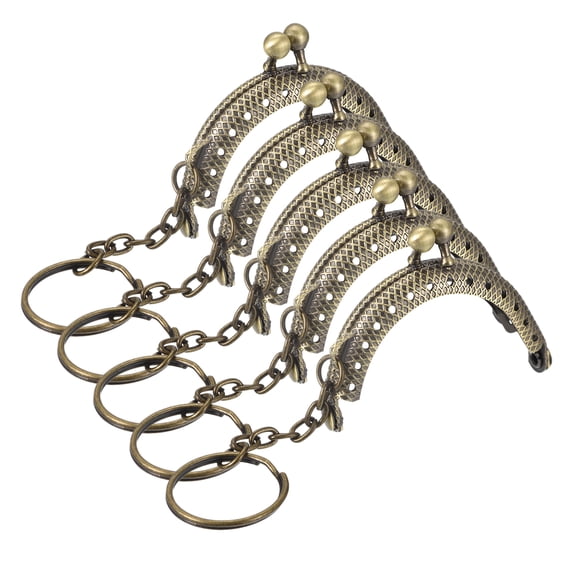Uxcell Metal Purse Frames, 2" 5Pack Kiss Lock Clasp Frame for Coin Bag Sewing DIY, Bronze
