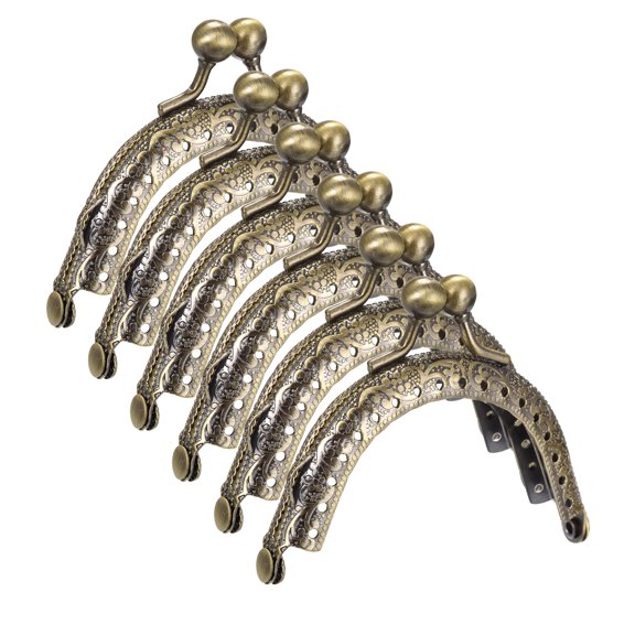 Uxcell Metal Purse Frames, 2.6" 6Pack Kiss Lock Clasp Frame for Coin Bags Sewing DIY, Bronze