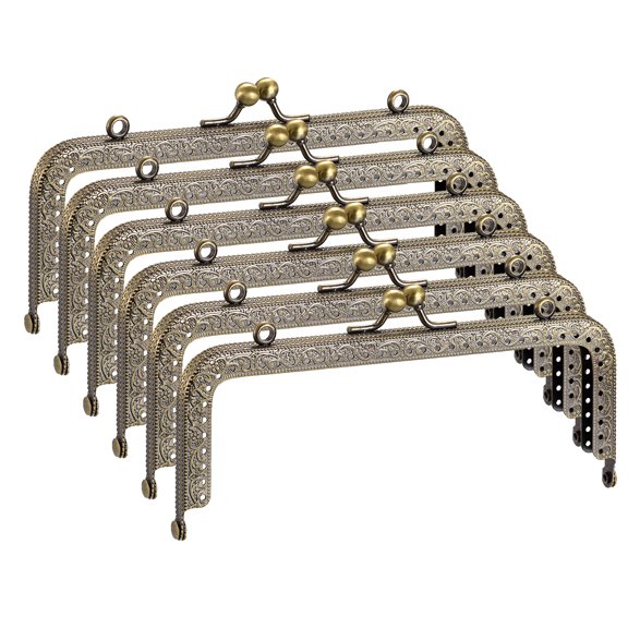 Uxcell Metal Purse Frames, 5.9" 6Pack Kiss Lock Clasp Frame for Coin Bags Sewing DIY, Bronze