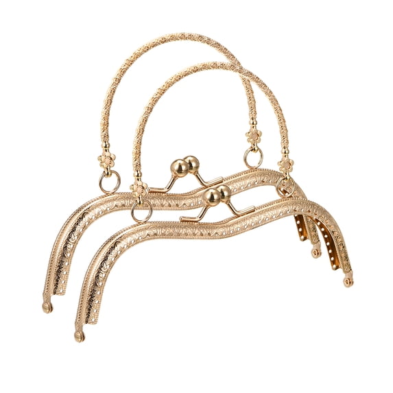Uxcell Metal Purse Frames, 7.5" 2Pack Kiss Lock Clasp Frame for Coin Bags Sewing DIY, Gold