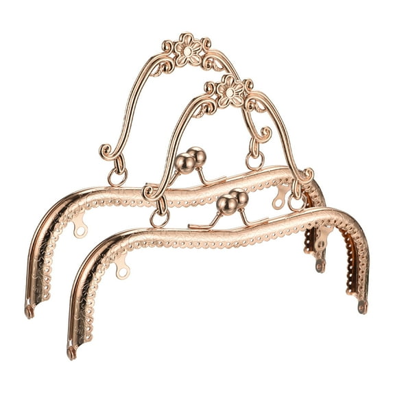 Uxcell Metal Purse Frames, 8.07" 2Pack Kiss Lock Clasp Frame for Coin Bags DIY, Gold
