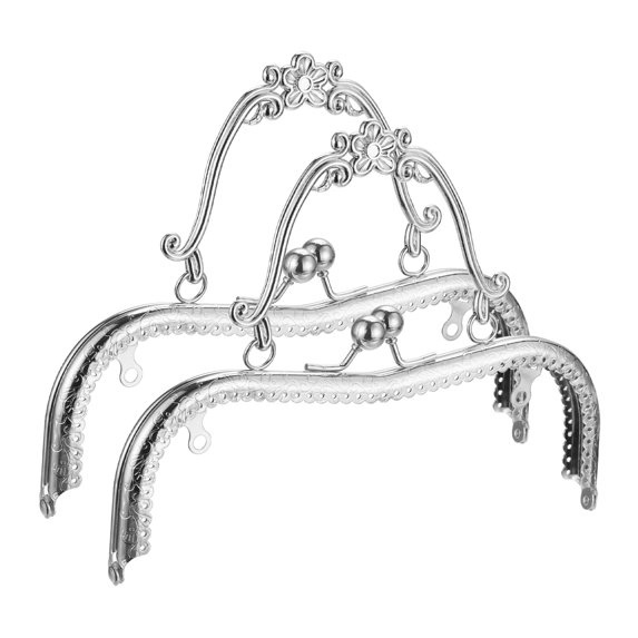 Uxcell Metal Purse Frames, 8.07" 2Pack Kiss Lock Clasp Frame for Coin Bags DIY, Silver