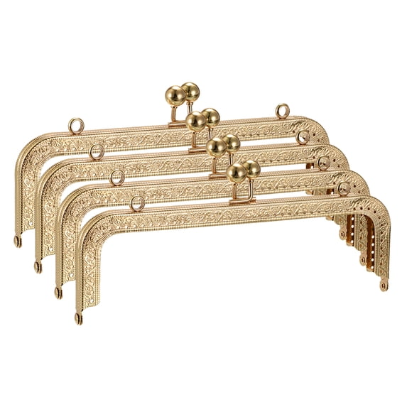 Uxcell Metal Purse Frames, 8.1" 4Pack Kiss Lock Clasp Frame for Coin Bags Sewing DIY, Gold