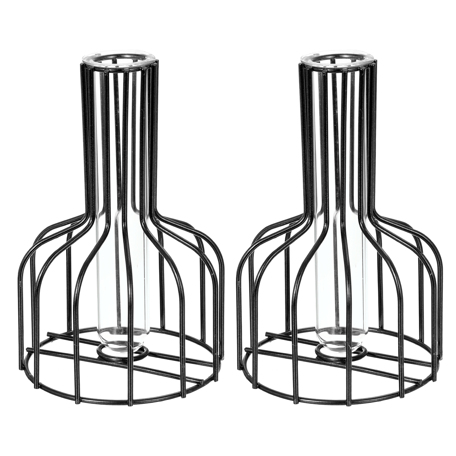 Uxcell Metal Rack Stand Clear Glass Flower Vase Plant Container Wine