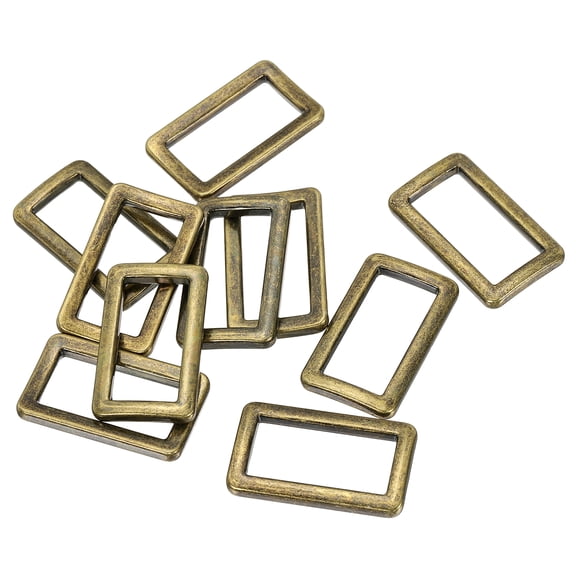 Uxcell Metal Rectangle Ring Buckle Loop 1" Brown 10Pcs Zinc Alloy Square Strap Webbing Belt Rings Heavy Duty Flat Buckle for Bag Belt Strap Webbing Purse DIY