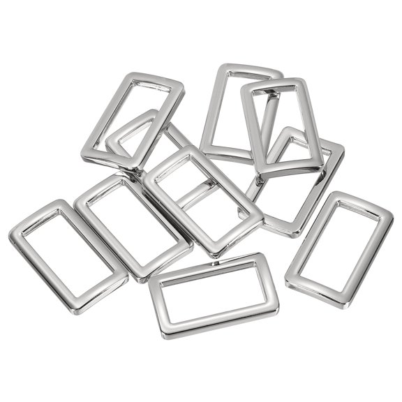 Uxcell Metal Rectangle Ring Buckle Loop 1" Silver 10Pcs Zinc Alloy Square Strap Webbing Belt Rings Heavy Duty Flat Buckle for Bag Belt Strap Webbing Purse DIY