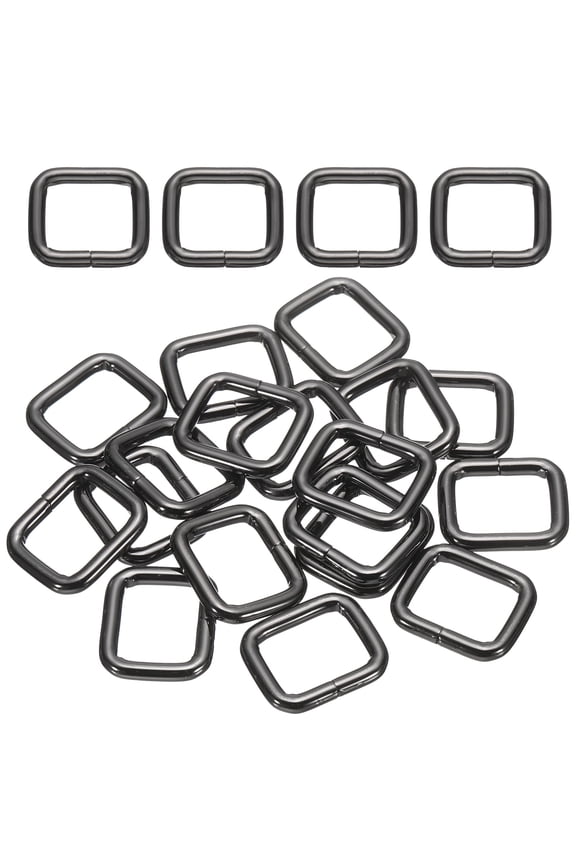 Metal Rectangular Ring Buckles, Square Loop Buckles for Straps Webbing Belt Attachments for Handcrafted Bags and Purses(3/4" x 9/16", Black)