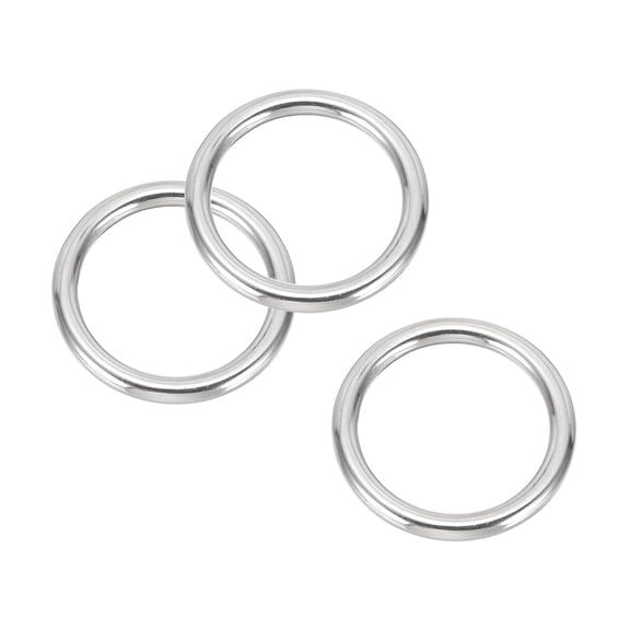 Uxcell Metal Rings 1.6 Inch 316 Stainless Steel Marine Grade O Rings for Macrame, DIY Craft, Dog Leash, Silver 3 Pcs