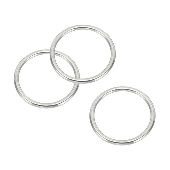 Uxcell Metal Rings 2.4 Inch 316 Stainless Steel Marine Grade O Rings for Macrame, DIY Craft, Dog Leash, Silver 3 Pcs