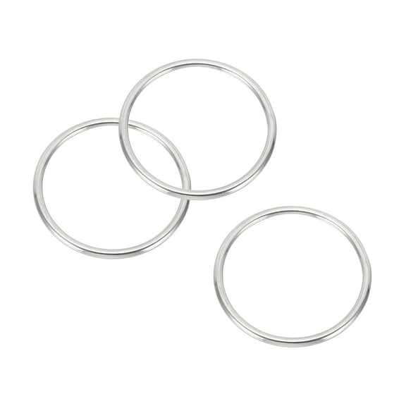 Uxcell Metal Rings 3.2 Inch 316 Stainless Steel Marine Grade O Rings for Macrame, DIY Craft, Dog Leash, Silver 3 Pcs