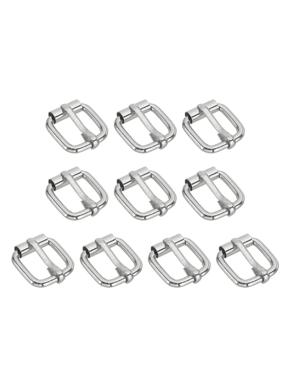 Metal Roller Buckle, Belts Hardware Multi-Purpose Pin Buckles for Bags Leather Belt Strap DIY Crafts Dog Leash Silver White 0.55 Inch