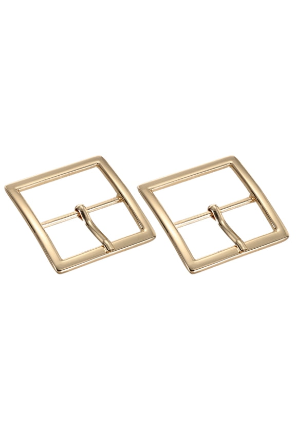 Metal Roller Buckle, 2Pack 1.5 Inch Single Prong Belt Buckle Square Center Bar Buckles for Leather Craft Accessories Belt, Gold