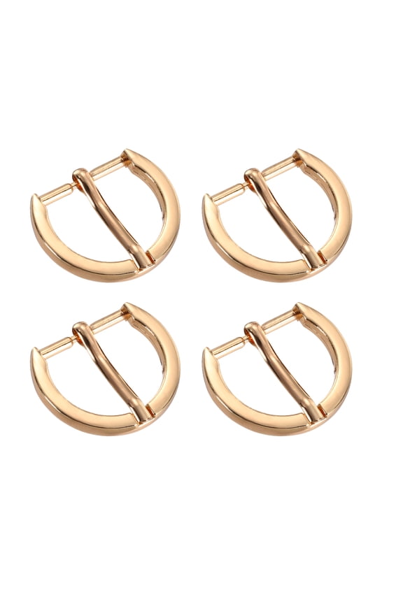 Metal Roller Buckle, 4Pack 0.79 Inch Single Prong Belt Buckle Semicircular Buckles for Leather Craft Accessories Belt, Gold