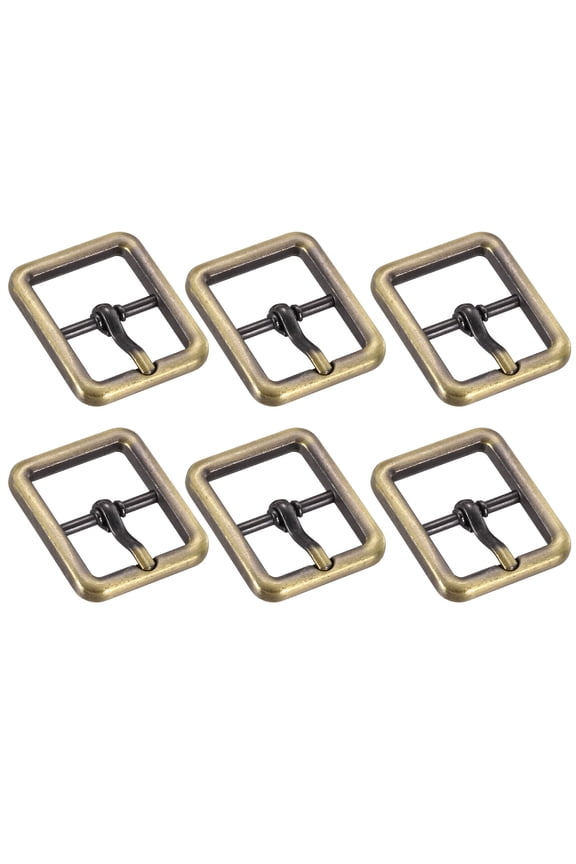 Metal Roller Buckle, 6Pack 0.75 Inch Single Prong Belt Buckle Rectangle Center Bar Buckles for Leather Craft Accessories Belt, Bronze
