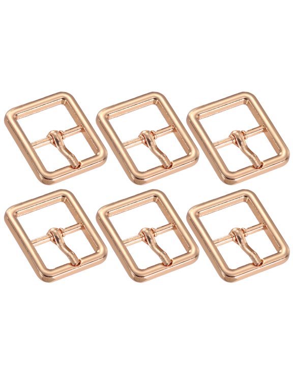 Metal Roller Buckle, 6Pack 0.75 Inch Single Prong Belt Buckle Rectangle Center Bar Buckles for Leather Craft Accessories Belt, Gold