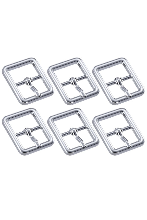 Metal Roller Buckle, 6Pack 0.75 Inch Single Prong Belt Buckle Rectangle Center Bar Buckles for Leather Craft Accessories Belt, Silver