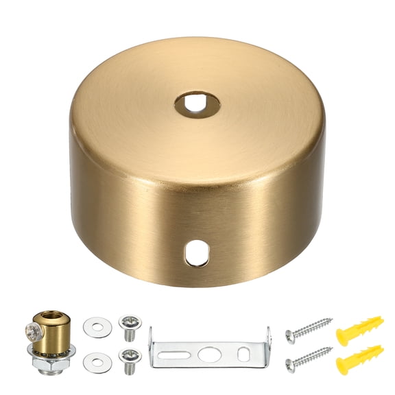 Uxcell Metal Round Solid Lamp Stand 2.4" x 1.2"- 1 Pcs Metal Circular Lamp Base Iron Round Light Base for Home Decor DIY Bedroom Living Room, 1.0 mm Thick Edge-Mount, Brass