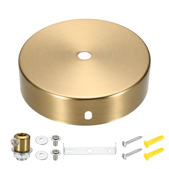 Uxcell Metal Round Solid Lamp Stand 2.4" x 1.2"- 1 Pcs Metal Circular Lamp Base Iron Round Light Base for Home Decor DIY Bedroom Living Room, 1.0 mm Thick Edge-Mount, Brass