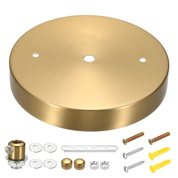 Uxcell Metal Round Solid Lamp Stand 2.4" x 1.2"- 1 Pcs Metal Circular Lamp Base Iron Round Light Base for Home Decor DIY Bedroom Living Room, 1.0 mm Thick Edge-Mount, Brass