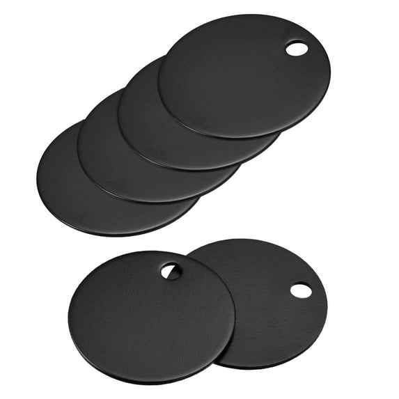Uxcell Metal Round Stamping Blank DIY Label Aluminum Tags for Craft, Pendant Decoration Black