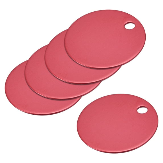 Uxcell Metal Round Stamping Blank DIY Label Aluminum Tags for Craft, Pendant Decoration Red 5Pcs